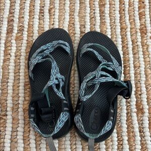Chaco Black and Blue Sport Sandals with Secure Strap System